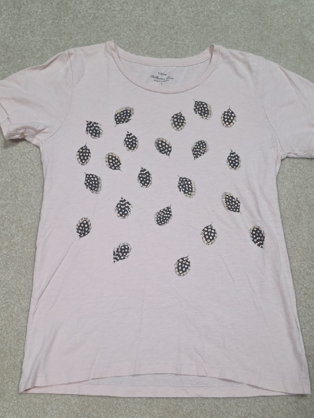 J. Crew Light Pink Collector Tee with Black Print